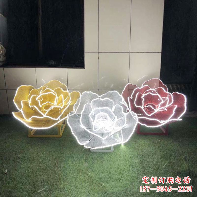 漳州精美不锈钢玫瑰花灯光雕塑