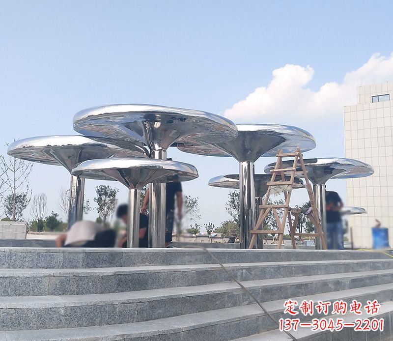 漳州艺术精美的不锈钢蘑菇公园雕塑