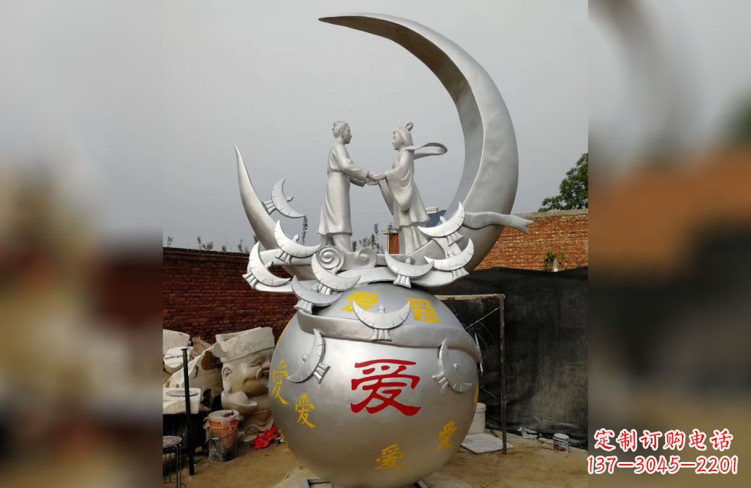 漳州不锈钢牛郎织女雕塑爱情永存