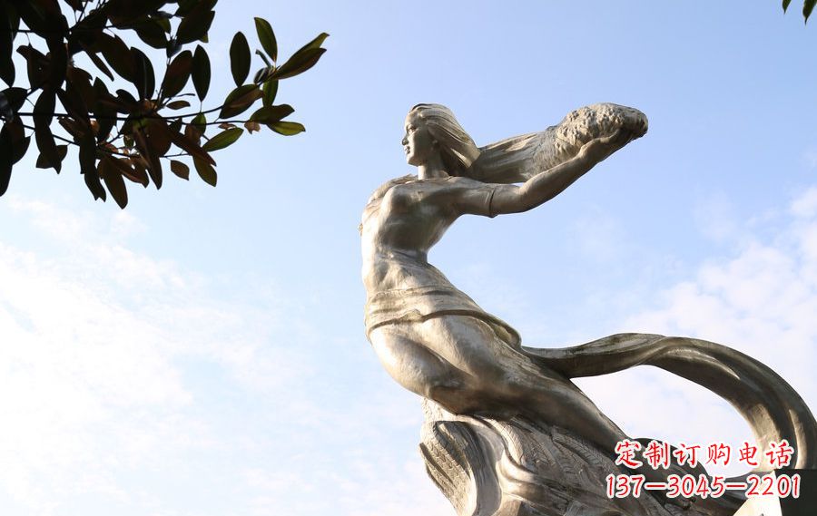 漳州女娲传承中华神话的不锈钢雕塑