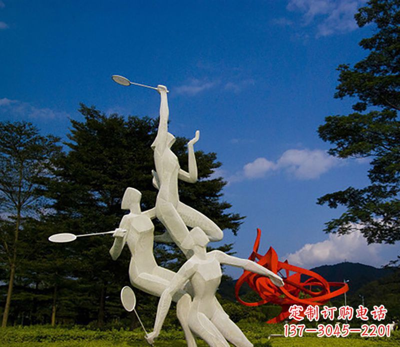 漳州不锈钢羽毛球雕塑精美线条展现体育热情