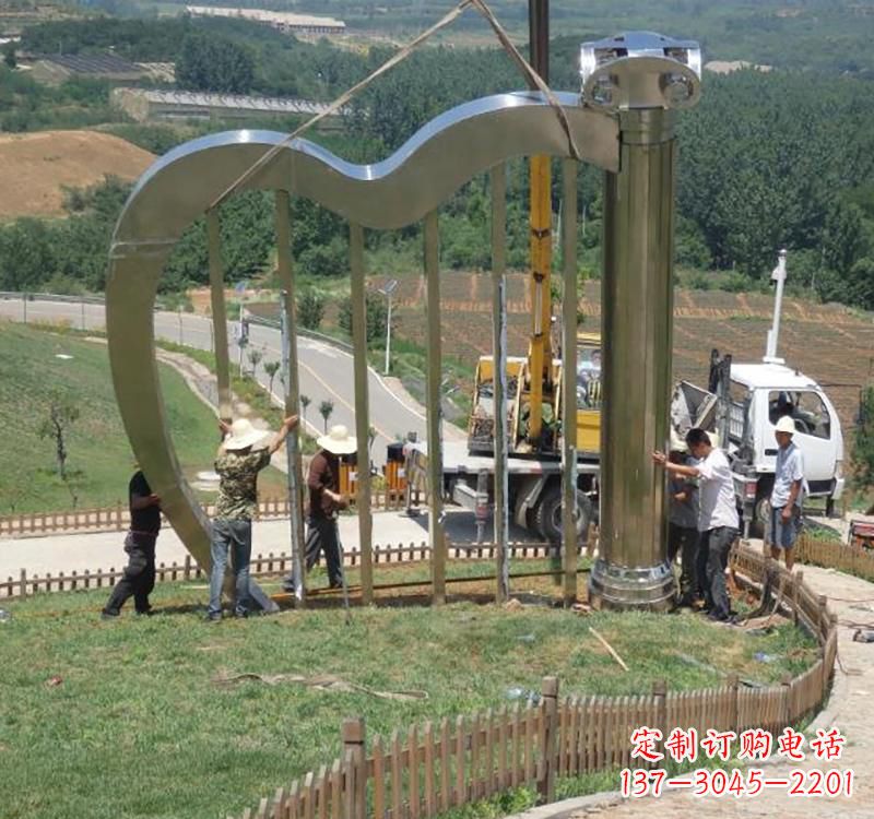 漳州音乐美学不锈钢竖琴雕塑