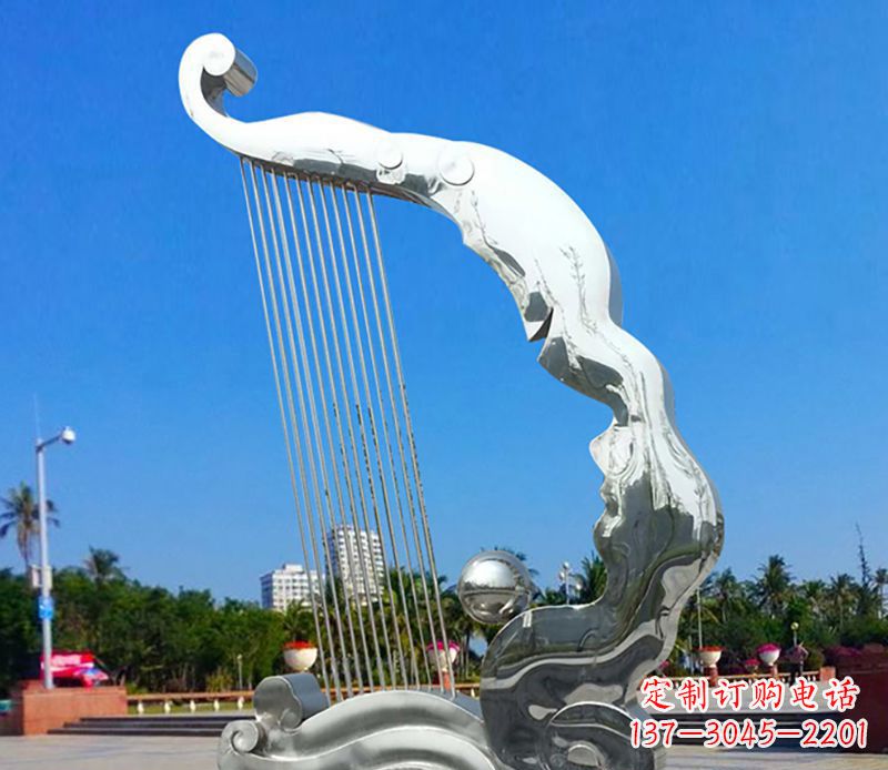 漳州不锈钢竖琴雕塑——传承古典音乐之美