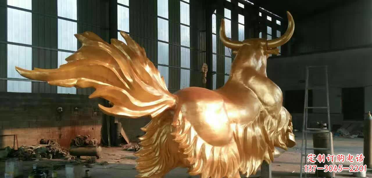 漳州不锈钢钛金牦牛动物雕塑