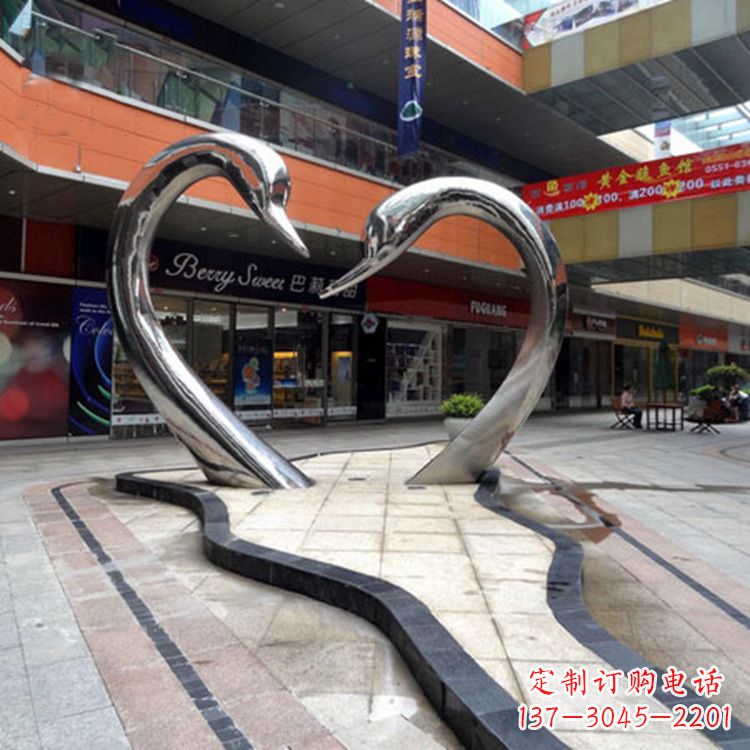 漳州不锈钢天鹅爱情雕塑把浪漫永恒的爱情永久凝固