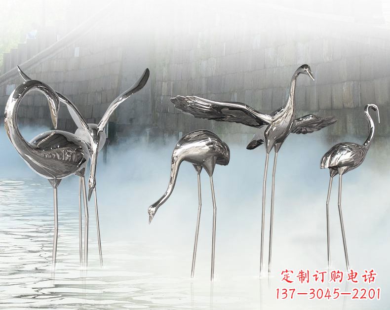 漳州不锈钢仙鹤飞鸟雕塑传承传统文化