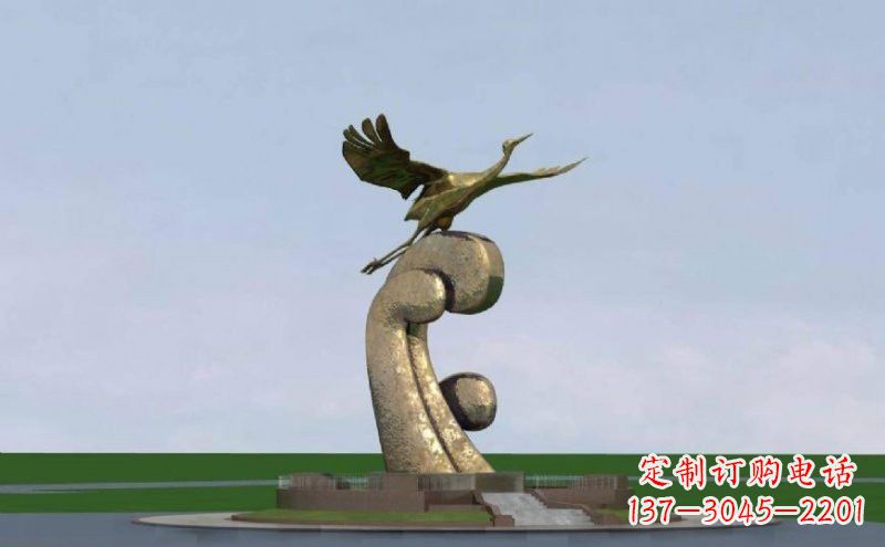 漳州不锈钢仙鹤雕塑象征着美丽和宁静