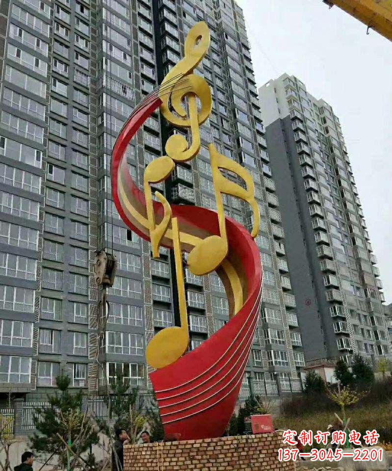 漳州不锈钢小区音符雕塑传递音乐的魅力