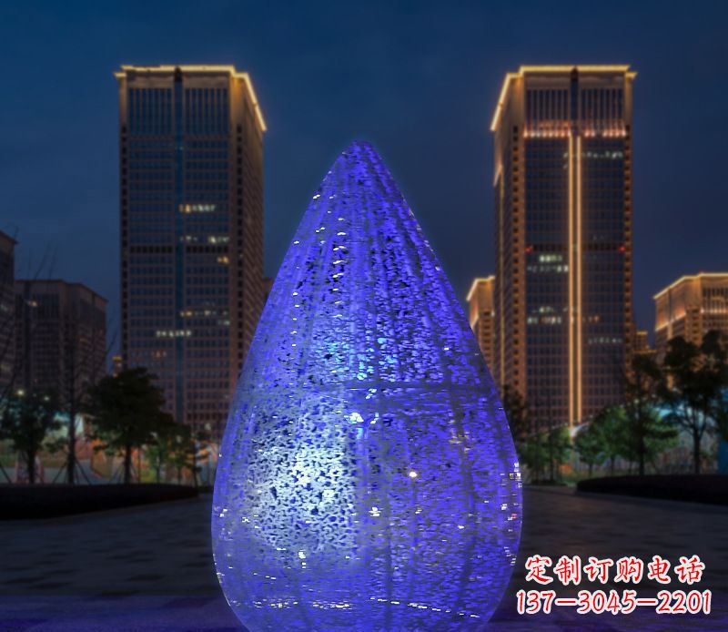 漳州不锈钢小区照明美轮美奂的水滴雕塑