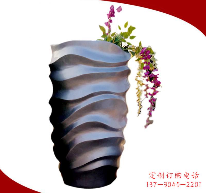 漳州不锈钢校园景观花盆雕塑美化校园环境