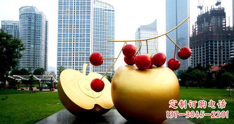 漳州不锈钢苹果雕塑,添彩公园景观