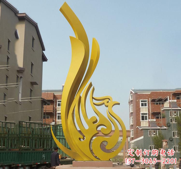漳州静谧的凤凰不锈钢园林雕塑