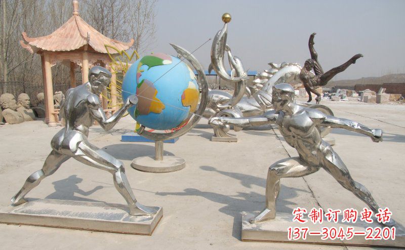 漳州勇敢者的身影——不锈钢运动员击剑雕塑