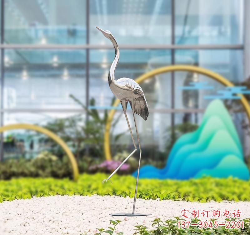 漳州不锈钢展翅仙鹤雕塑