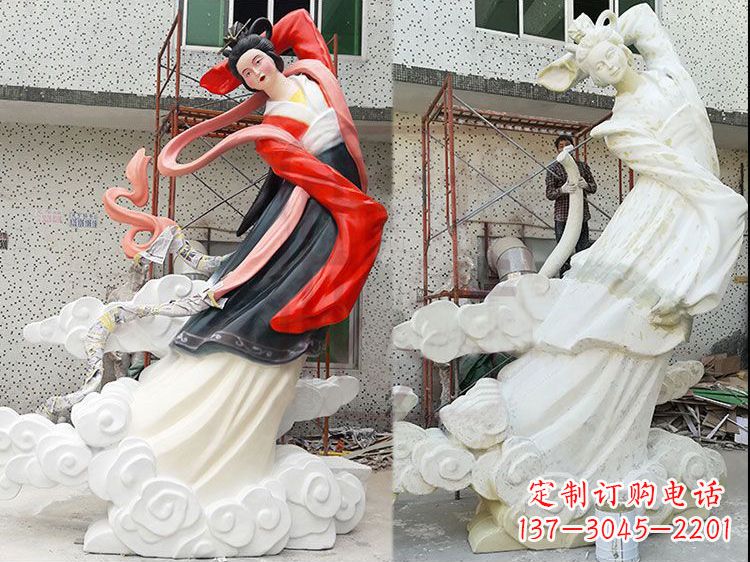 漳州神话中的嫦娥玻璃钢彩绘雕塑