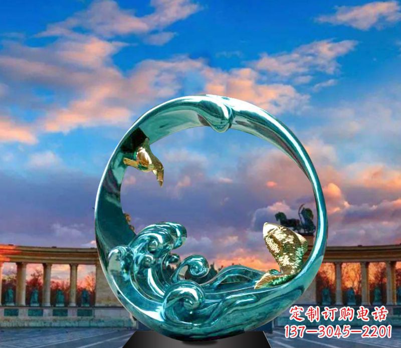 漳州城市之环不锈钢彩银雕塑
