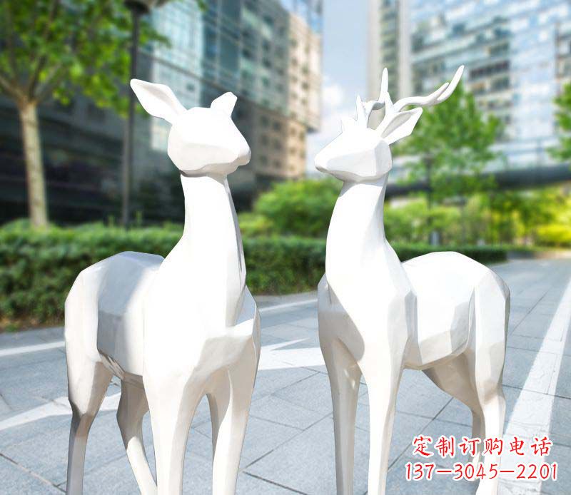 漳州景观雕塑鹿形不锈钢块面
