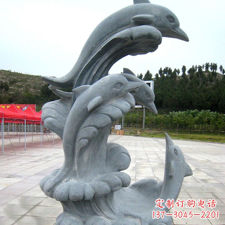漳州冲浪海豚大理石雕塑