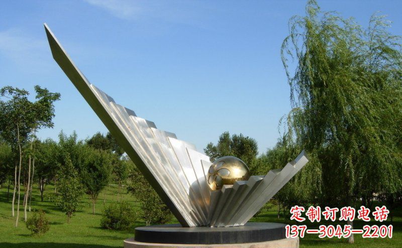 漳州抽象贝壳明珠公园不锈钢雕塑