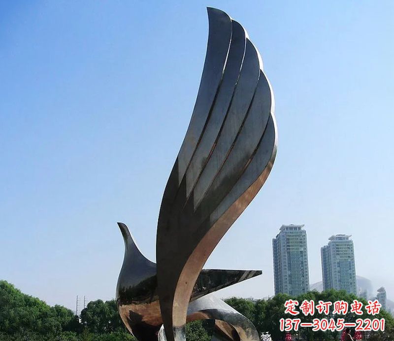 漳州不锈钢翅膀雕塑象征着自由的美