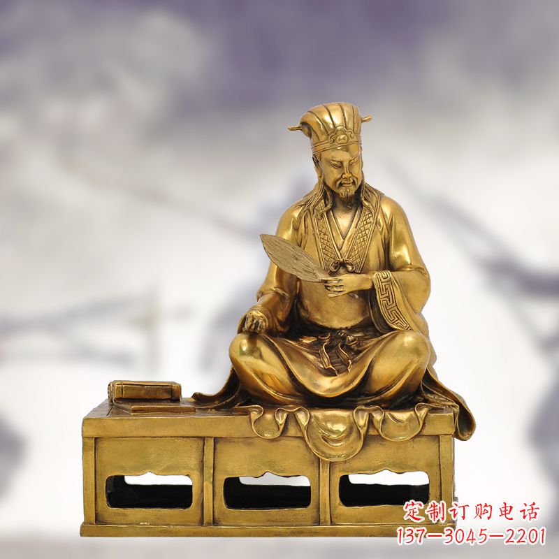 漳州纯铜诸葛亮雕塑象征中国智慧