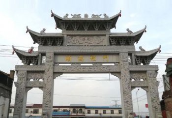 漳州以城市街道为主题的仿古石雕牌楼