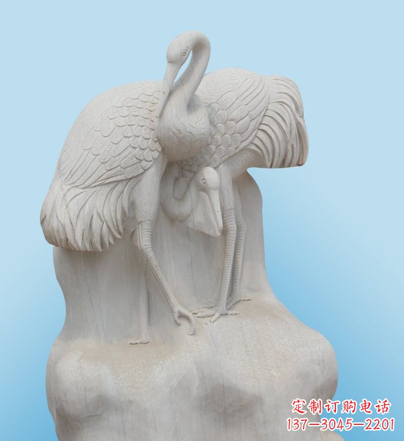 漳州大理石制作的丹顶鹤雕塑
