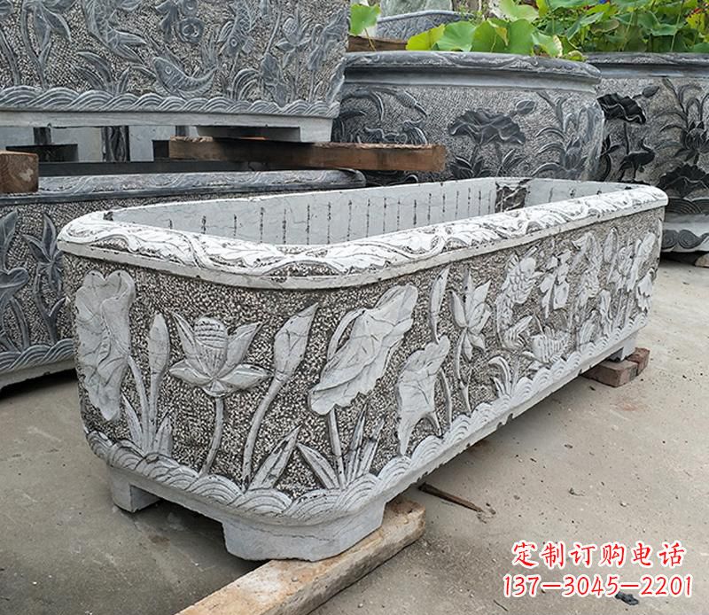 漳州大理石菊花水缸雕塑