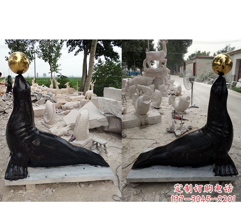 漳州大理石海豹雕塑