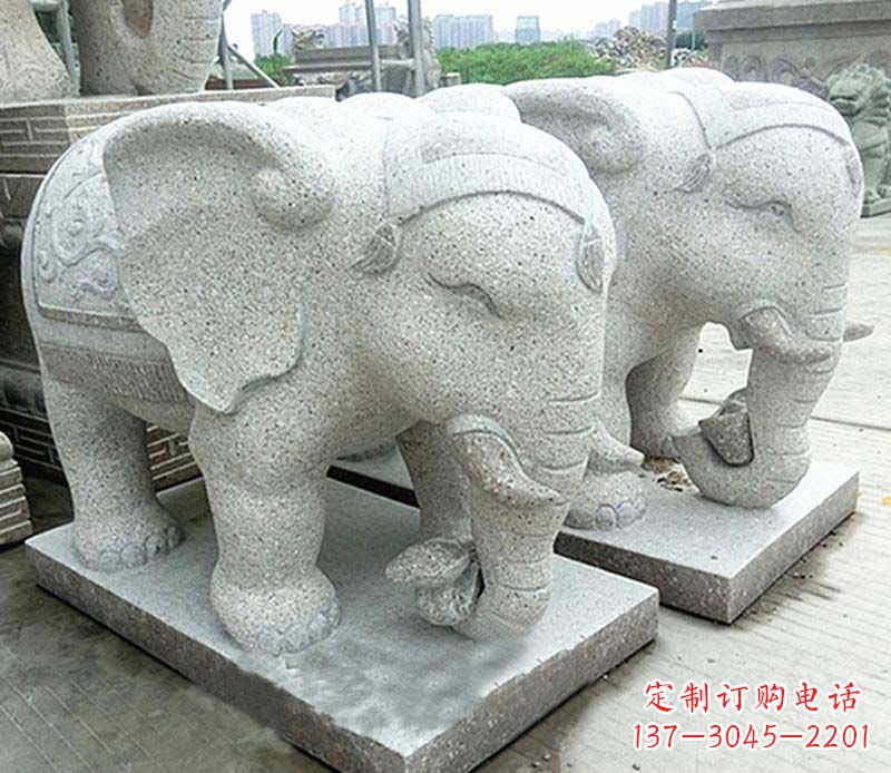 漳州大理石制作的精美招财大象雕塑