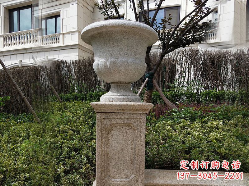 漳州大理石花钵小区花盆石雕艺术品