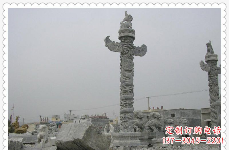 漳州精致雕刻，大理石华表雕塑