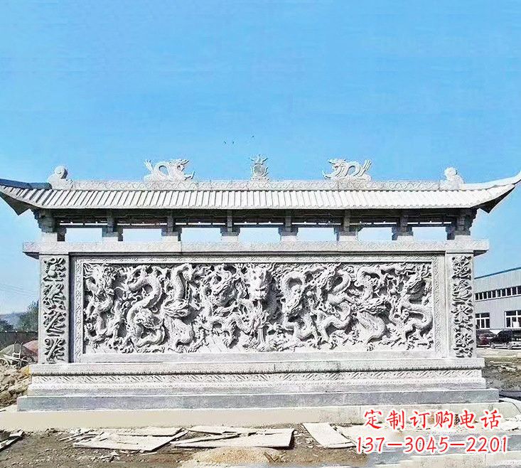 漳州精美大理石九龙壁雕塑