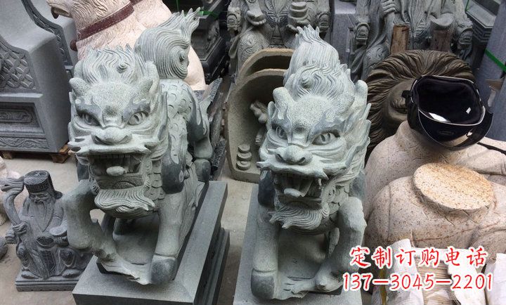 漳州大理石立式麒麟门口镇宅石雕