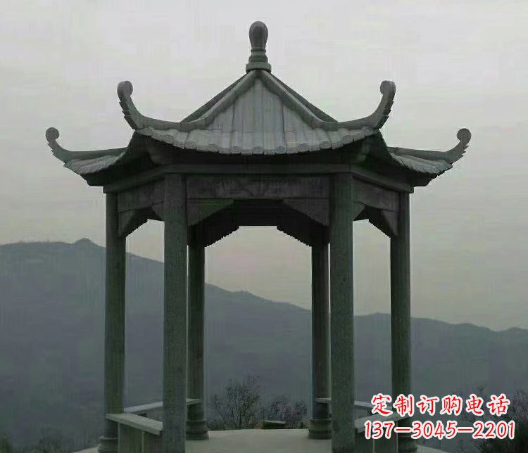 漳州考究工艺,奢华大理石六角凉亭雕塑
