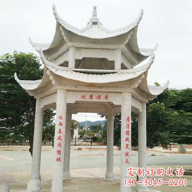 漳州大理石凉亭双层雕塑