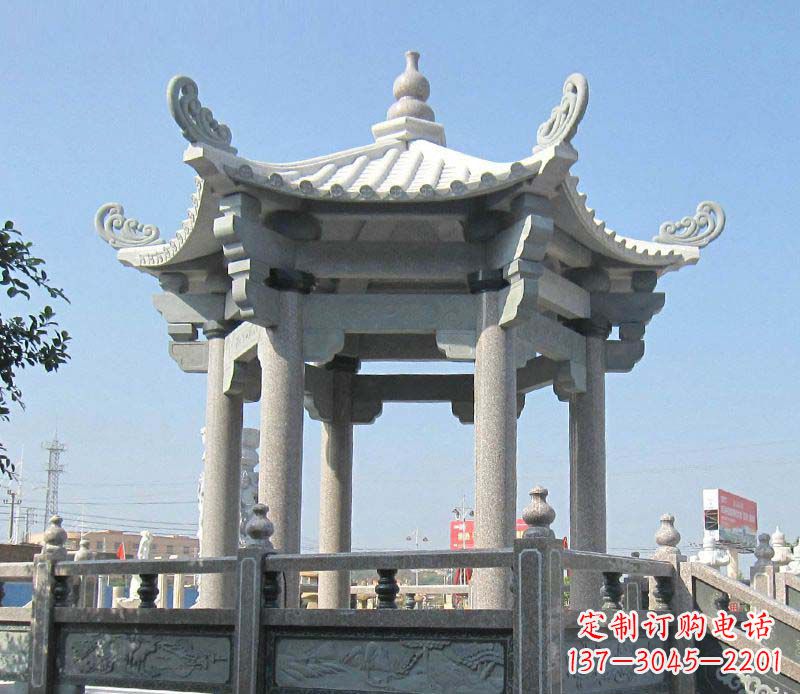 漳州大理石六角凉亭石雕,为您的家园带来浪漫情怀