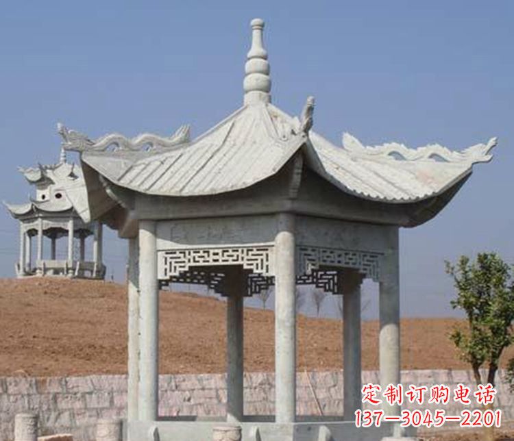 漳州精美大理石六角凉亭石雕