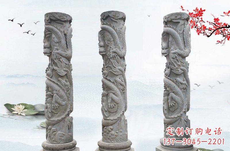 漳州精美大理石龙柱雕塑