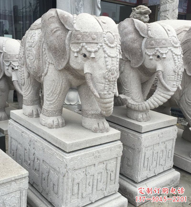 漳州精美绝伦的大理石门口大象雕塑