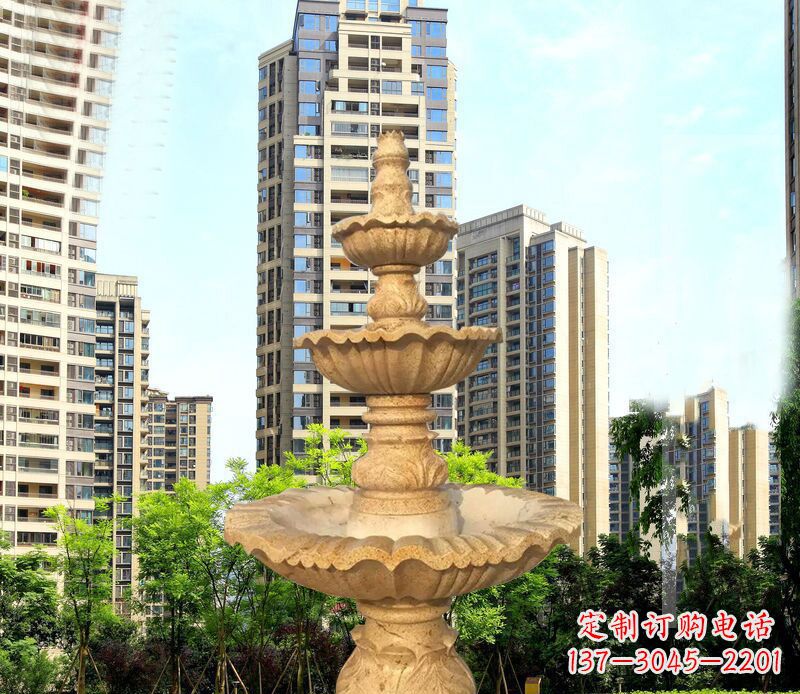 漳州大理石三层喷泉公园石雕 (2)