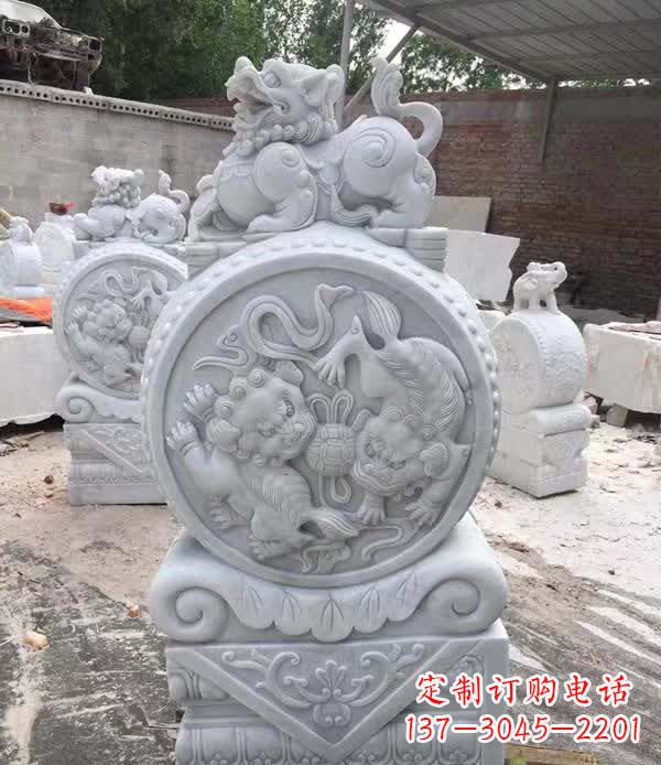 漳州大理石狮子抱鼓石雕塑