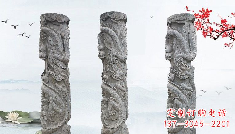 漳州精美大理石龙柱雕塑
