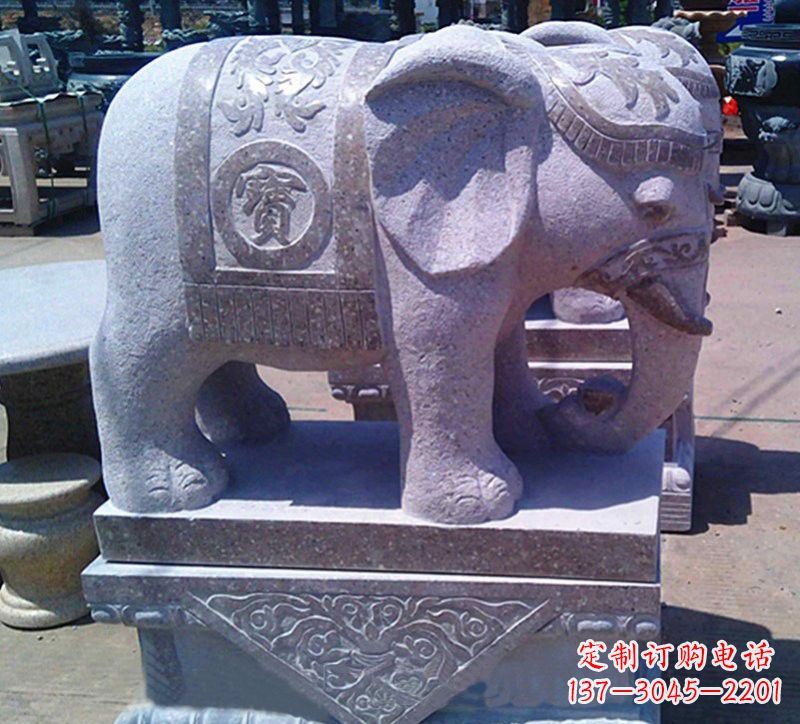 漳州大理石石雕招财进宝大象,传递招财进宝的吉祥祝福