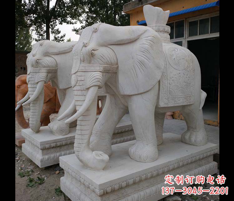 漳州大理石大象雕塑,招财进宝