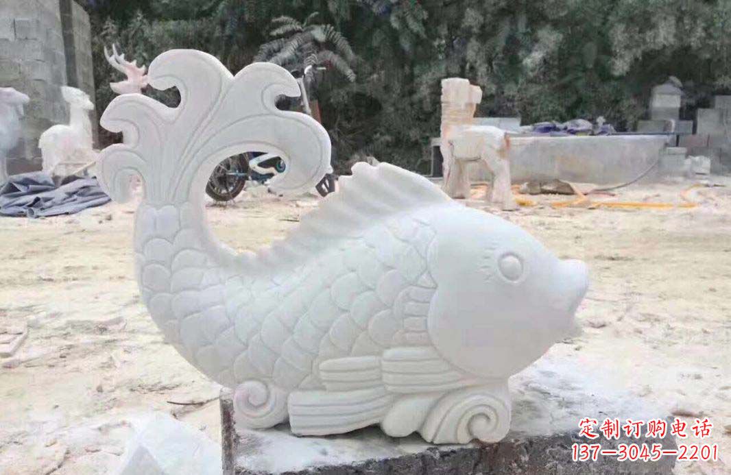 漳州大理石鱼喷泉雕塑装置