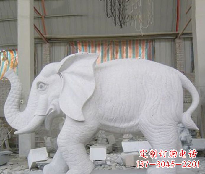 漳州象征财富的大理石招财大象雕塑