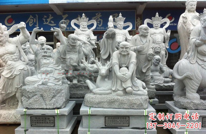 漳州大理石坐式罗汉禅修雕塑