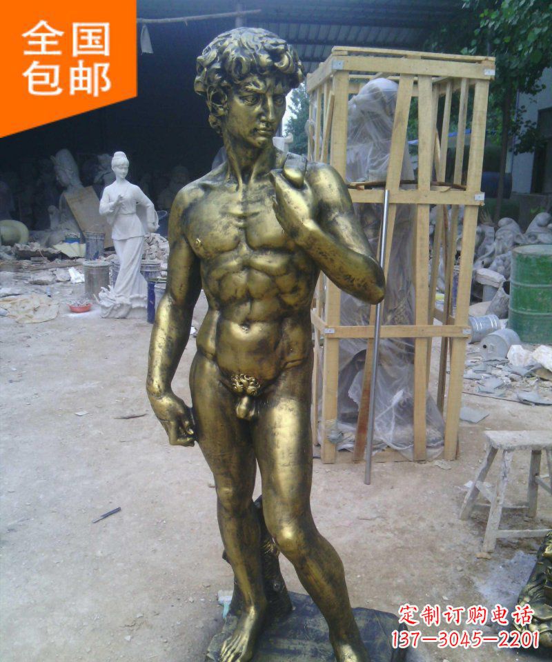 漳州大卫玻璃钢仿铜西方人物雕塑