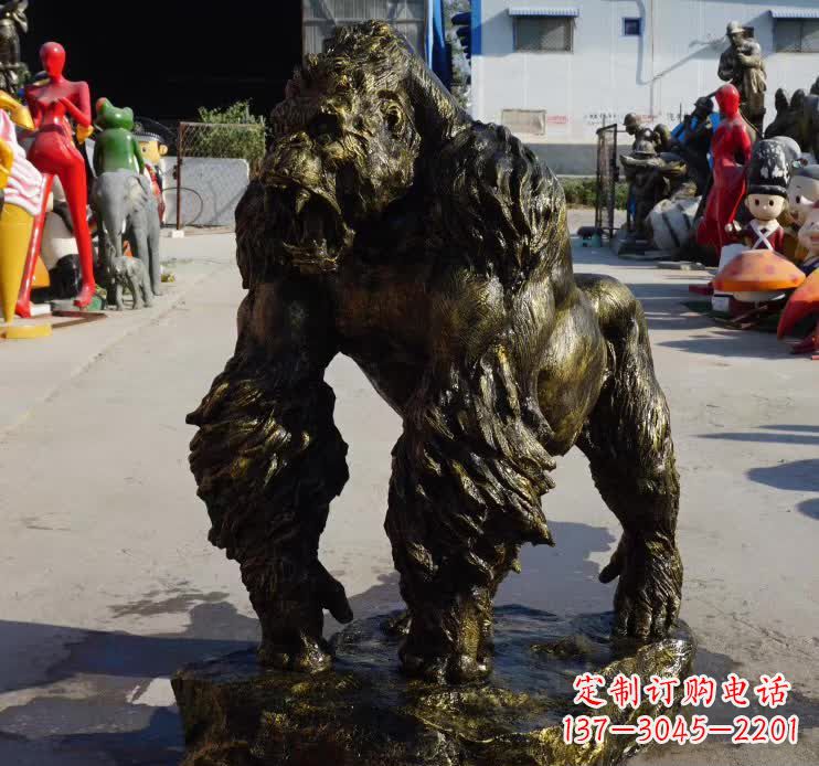 漳州中领雕塑精美大猩猩铜雕
